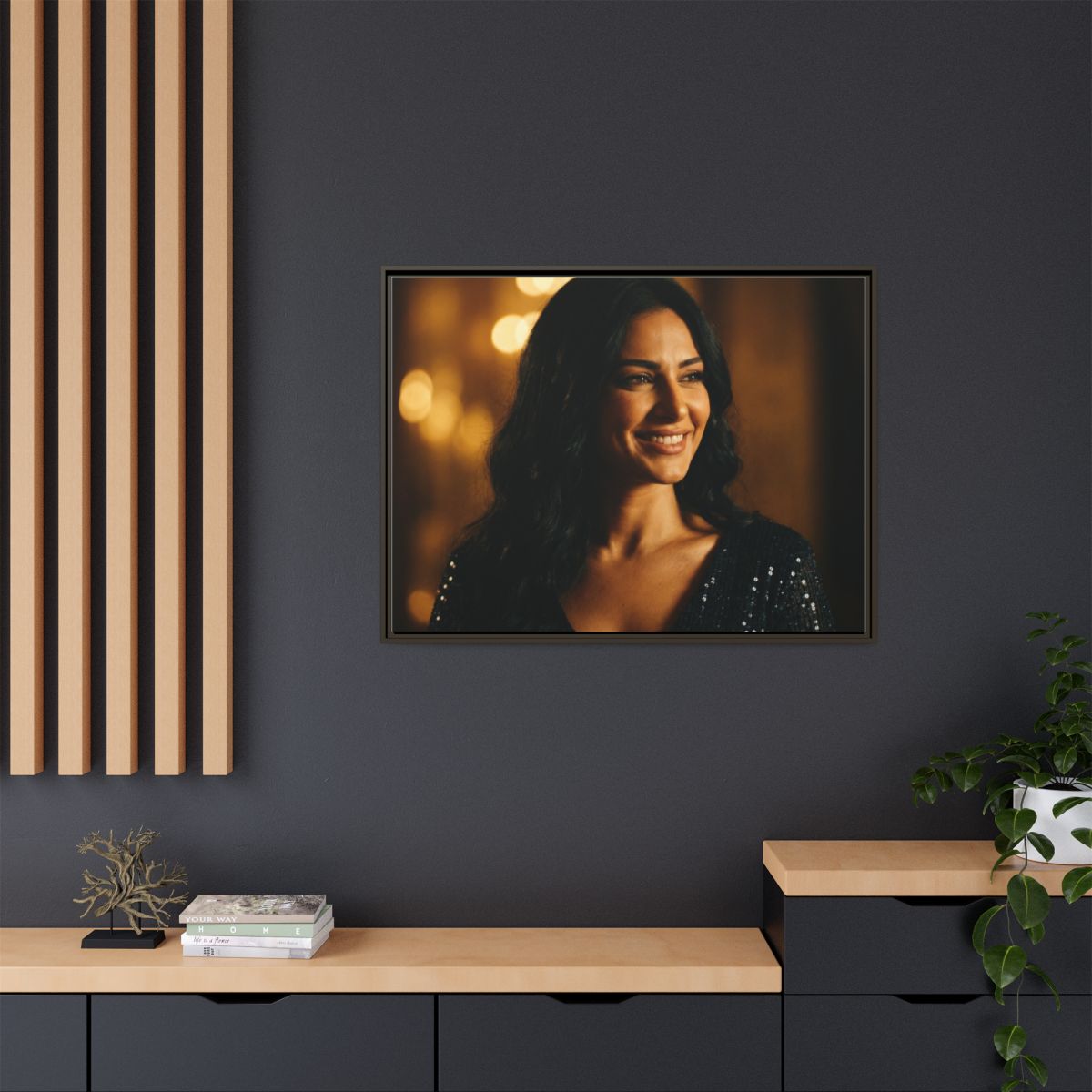 Framed Canvas Art - Golden Glamour — Espresso / 1.25"