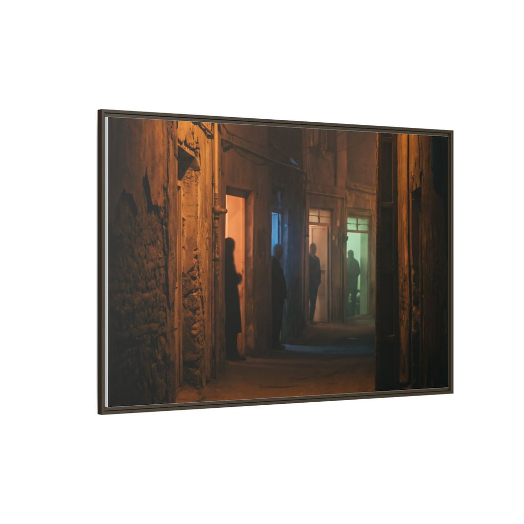 Matte Canvas, Framed - Shadowed Alleyway Mystery Art Print (10×8, 12×9, 14×11, 16×12, 20×10, 18×12, 20×16, 24×16, 24×18, 36×12, 24×20, 32×16, 30×20, 30×24, 32×24, 48×16, 36×24, 48×24, 40×30, 60×20, 48×32, 60×30 & 60×40)
