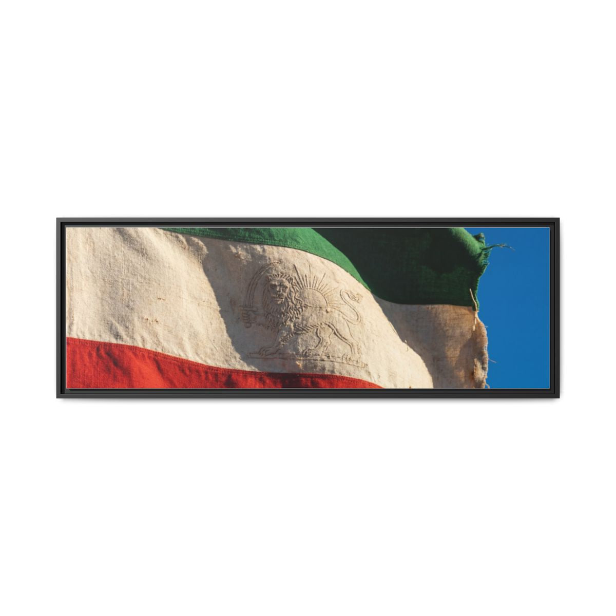 Framed Canvas Art - Distressed Flag — Black / 1.25"