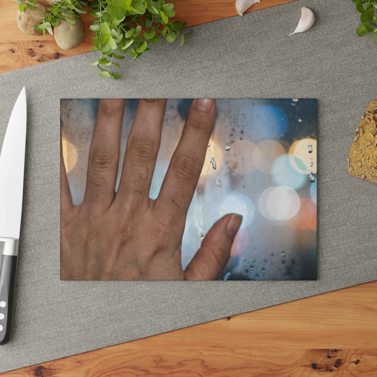 Rainy City Window Glass Cutting Board
