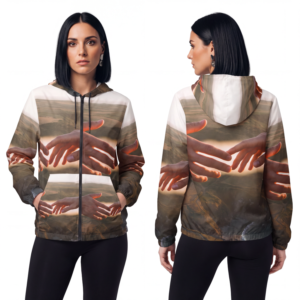 Unisex Windbreaker Jacket - The Infinite Touch | Ethereal......