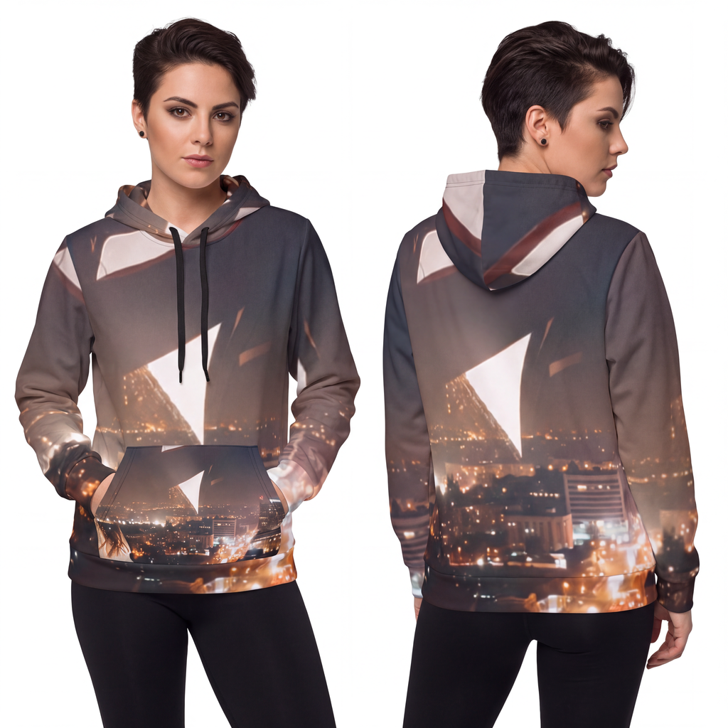 Athletic Hoodie - Midnight City Skyline | Echovira Gallery