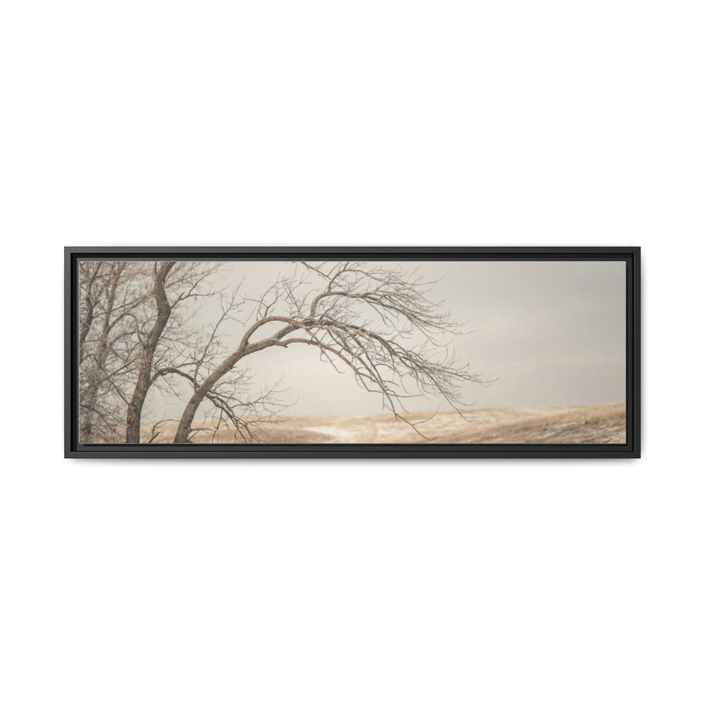 Framed Canvas Art - Minimalist Winter — Black / 1.25"