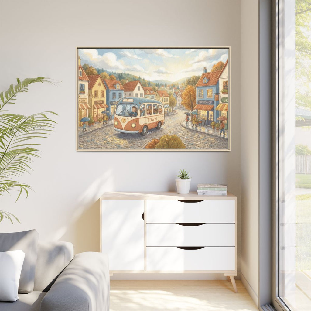 Matte Canvas Framed - Cozy Town Bus — Natural / 1.25" (10×8...
