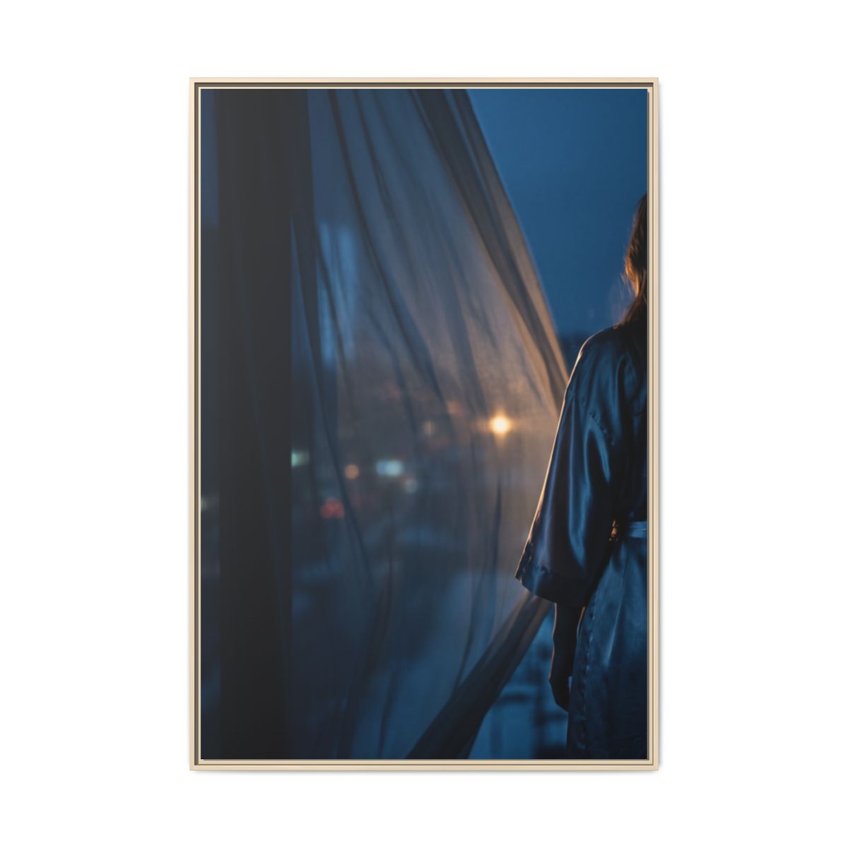 Matte Canvas, Framed - Nocturnal Solitude Silhouette —... |...
