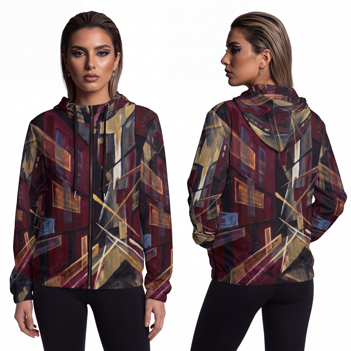 Women's Full-Zip Hoodie - Urban Pulse | Echovira Gallery