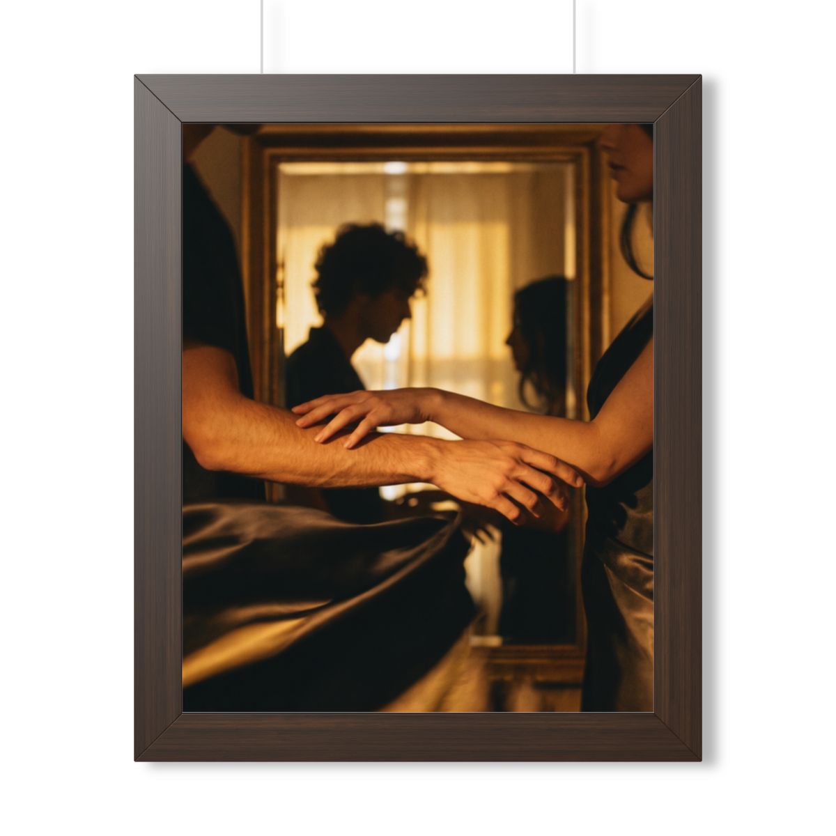 Framed Vertical Poster - Shadowed Silhouettes Romantic Art...