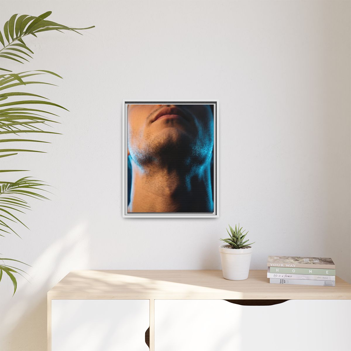 Matte Canvas, Framed - Neon Shadows Cinematic Portrait Art...