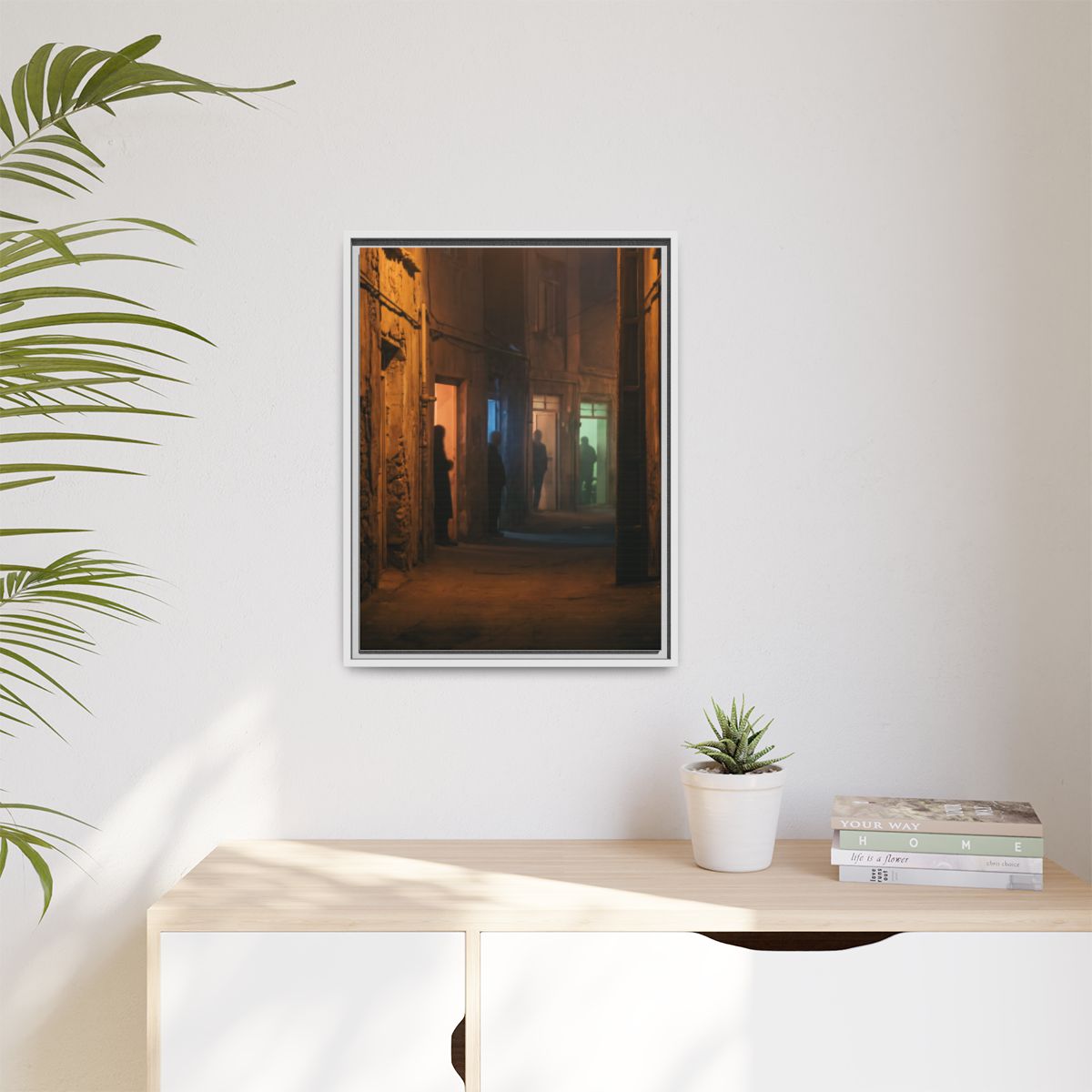 Matte Canvas, Framed - Shadowed Alleyway Mystery Art Print...