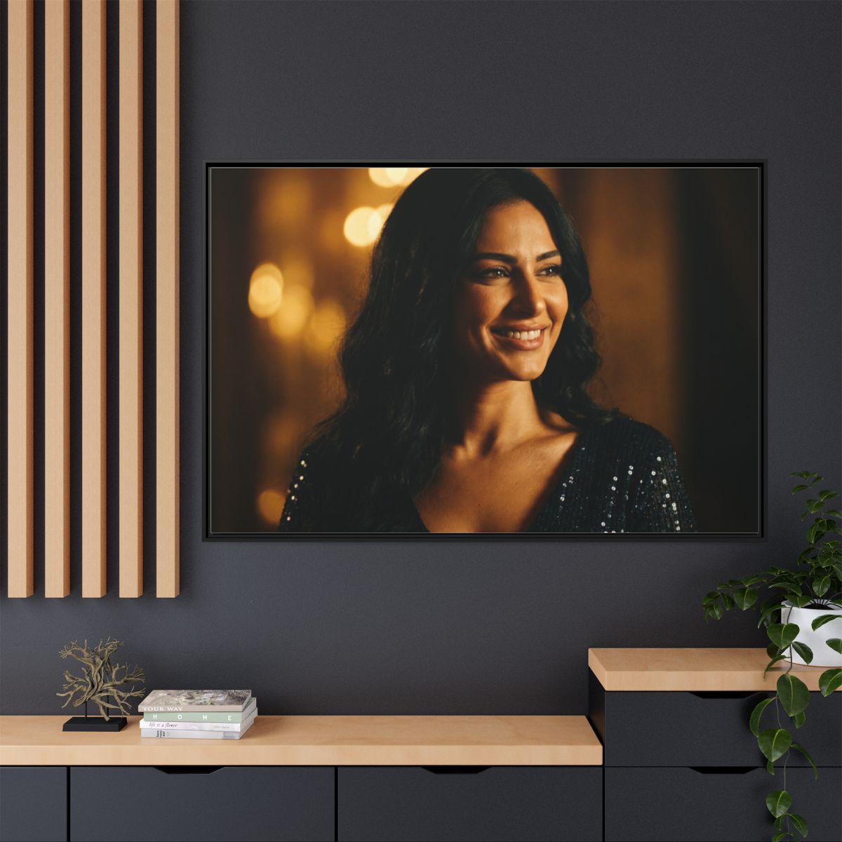 Framed Canvas Art - Golden Glamour — Black / 1.25"