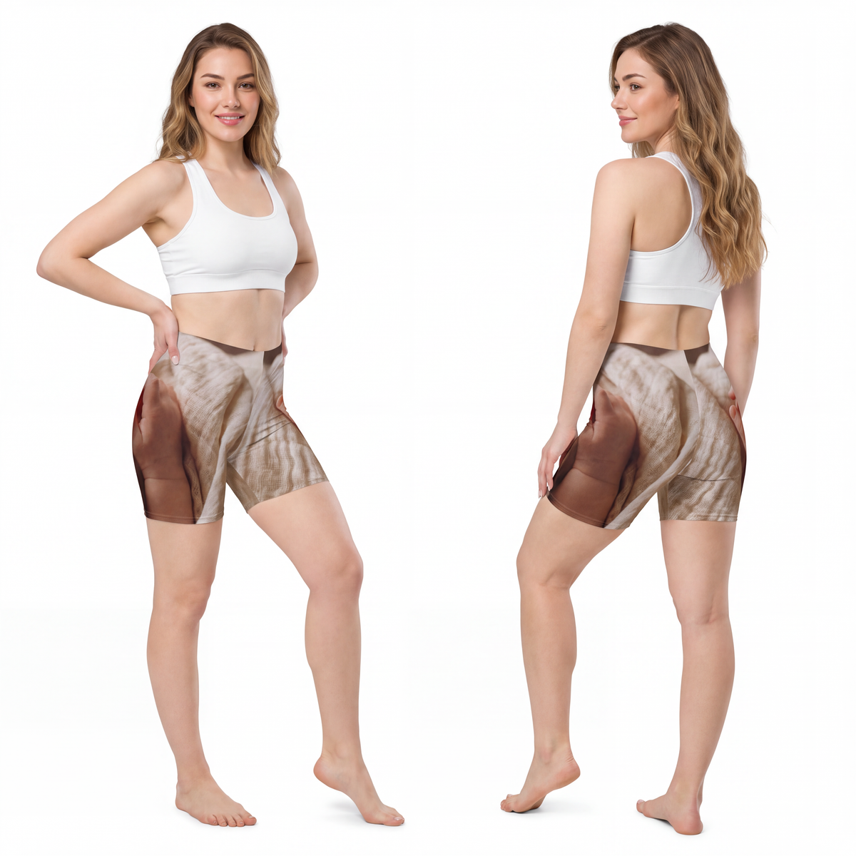 Women's Biker Shorts - Tender Newborn Hand in Soft Muslin......
