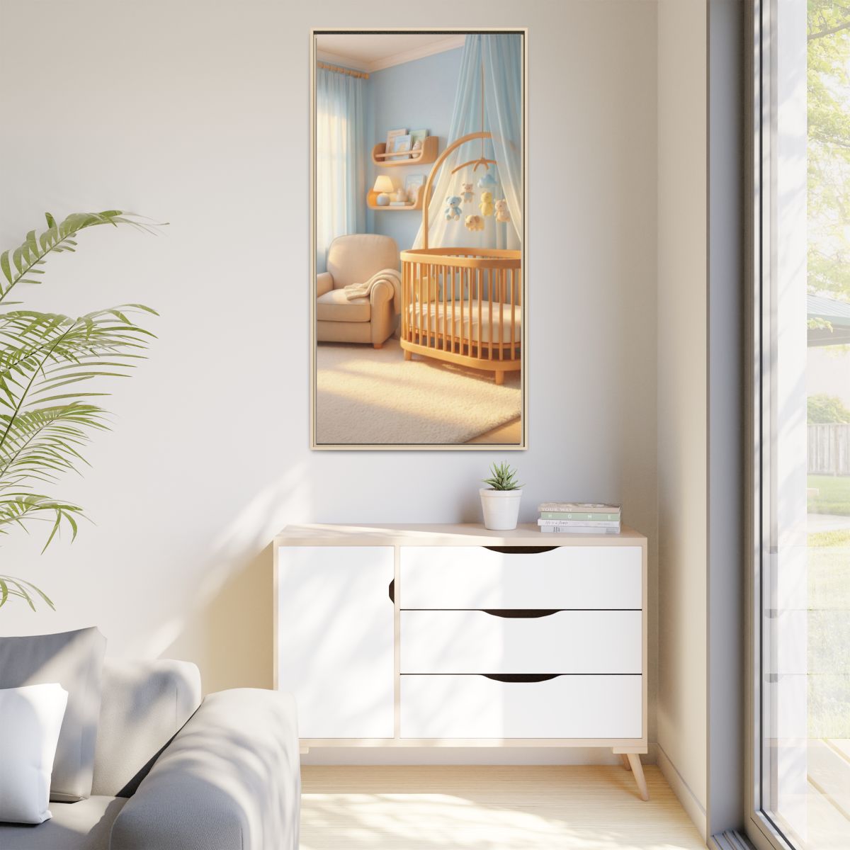 Matte Canvas, Framed - Dreamy Serene Nursery Art — Natural /...