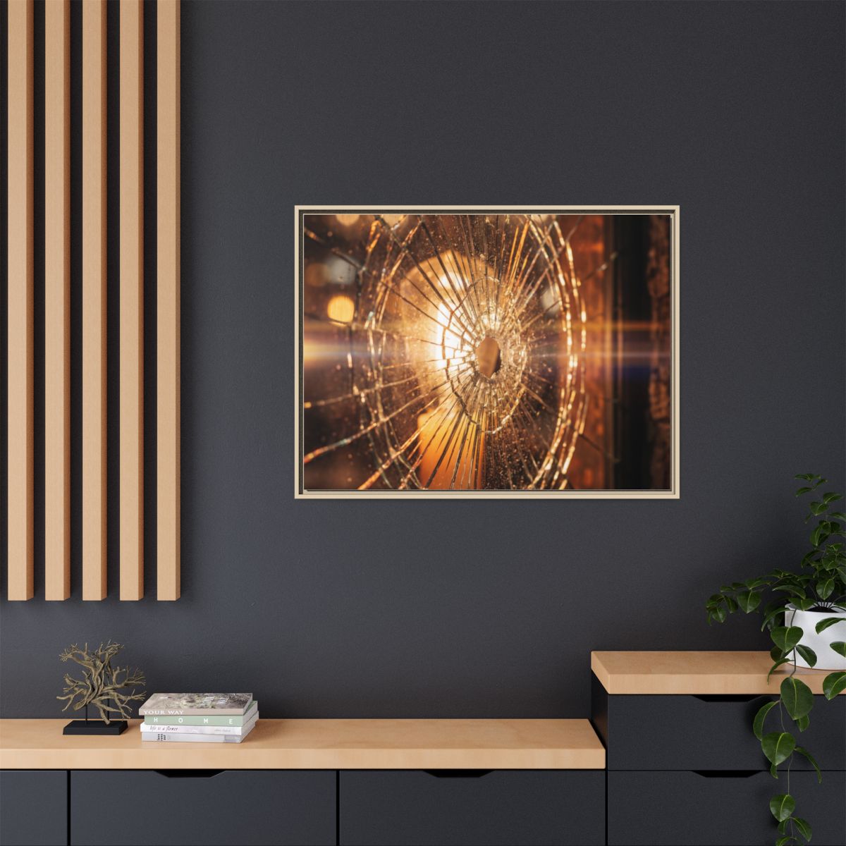 Framed Matte Canvas - Shattered Glass — Natural / 1.25"