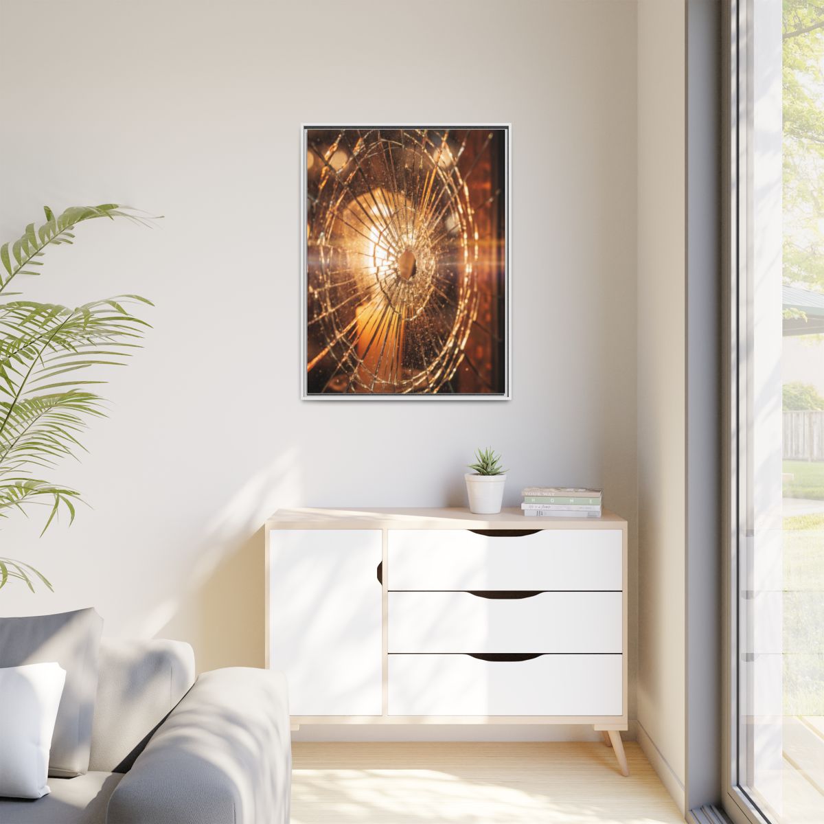 Matte Canvas, Framed - Golden Fractured Art — White / 1.25"...