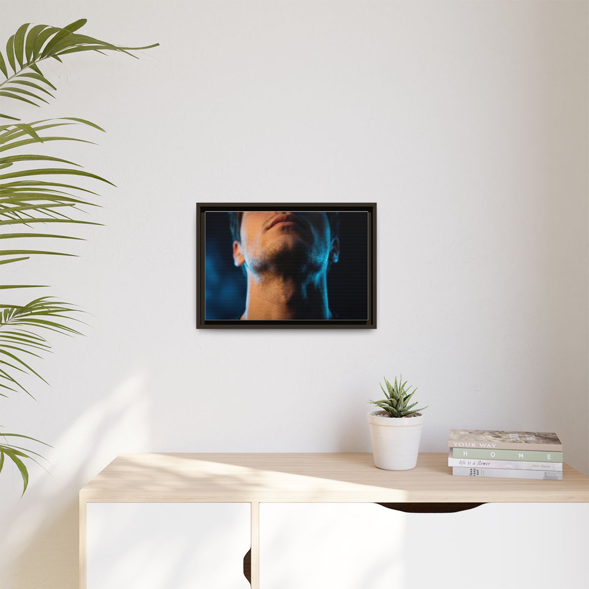 Matte Canvas, Framed - Neon Shadows Cinematic Portrait Art...