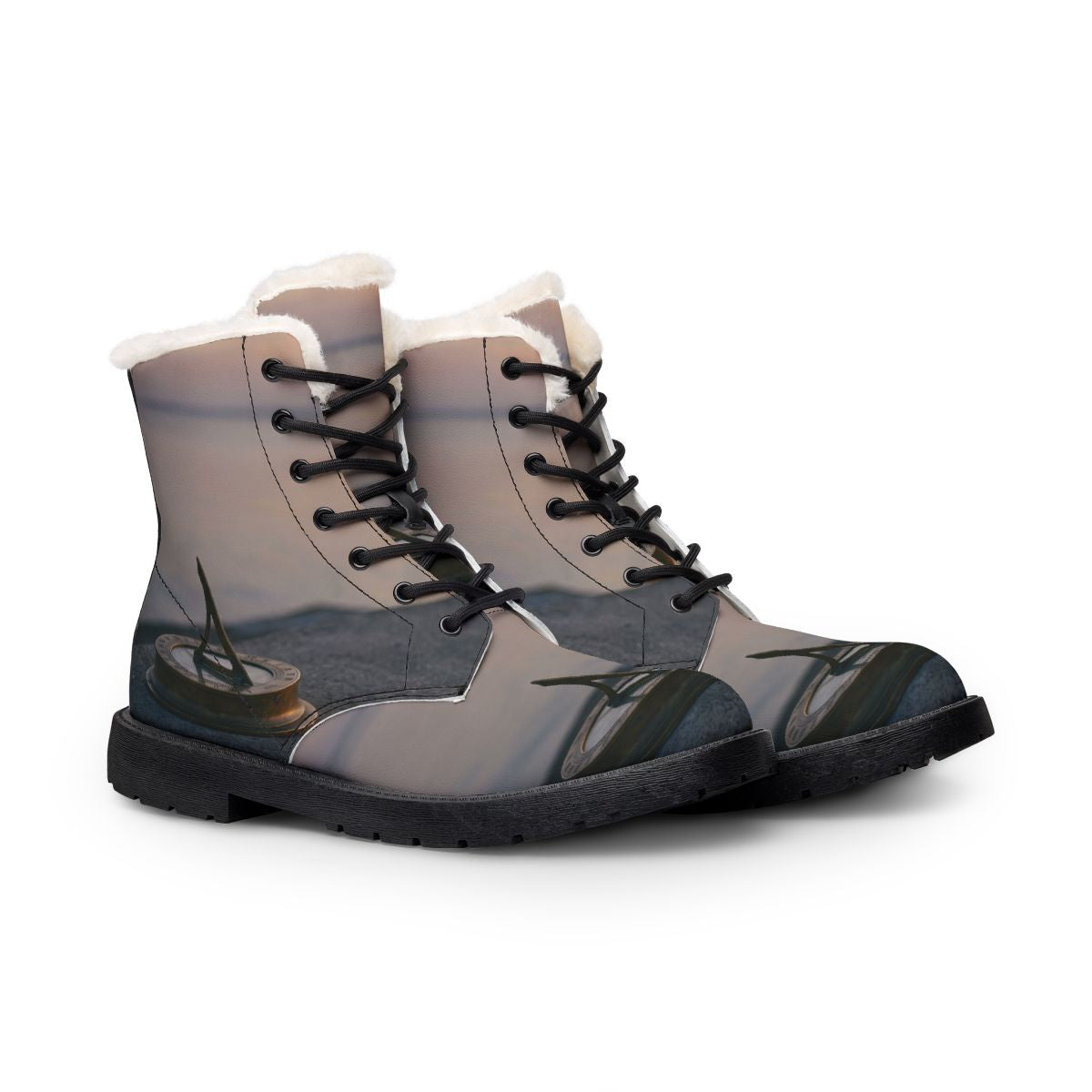 Women's Fur & Leather Boots - Sea Dusk | Echovira Gallery
