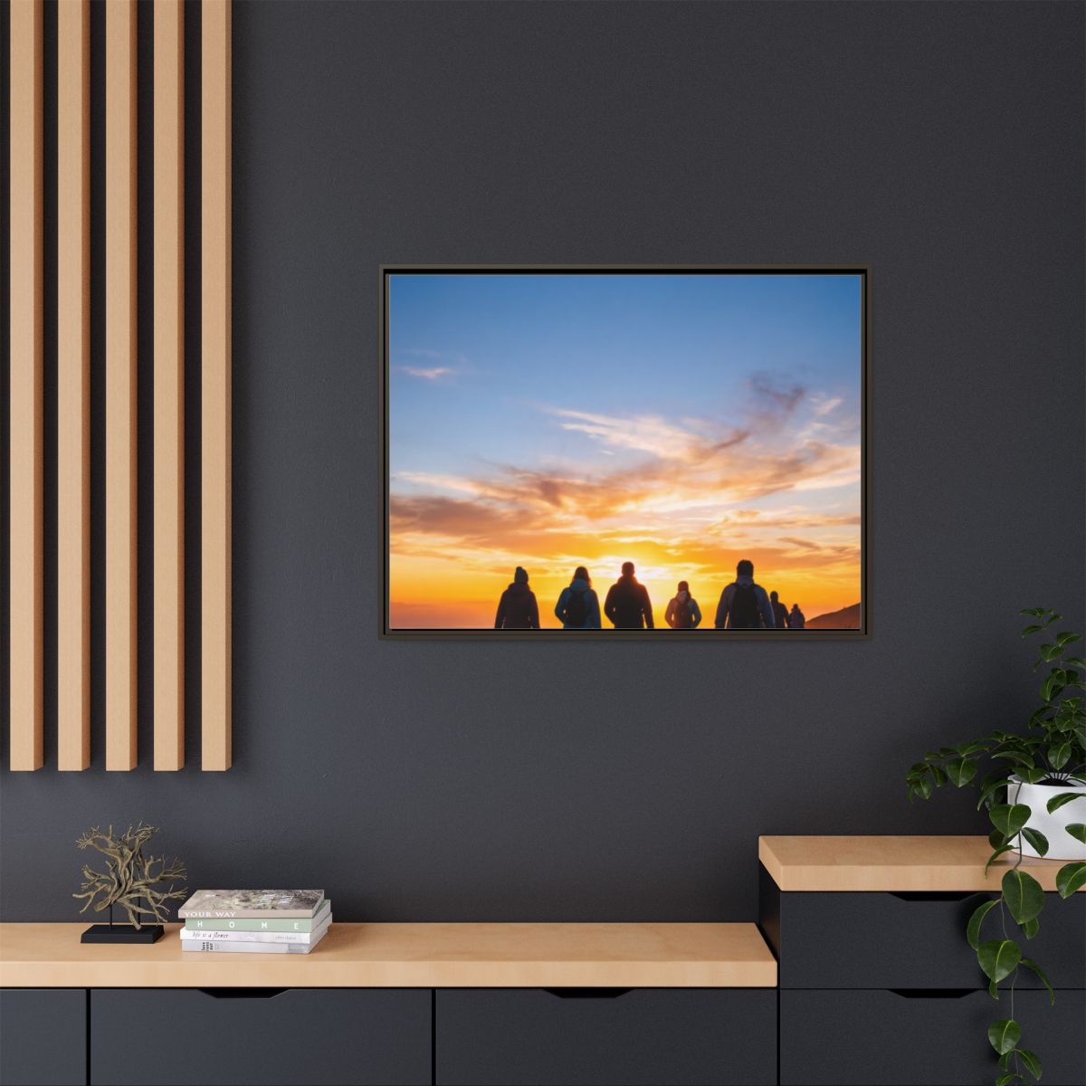 Framed Canvas - Sunset Silhouette — Espresso / 1.25"