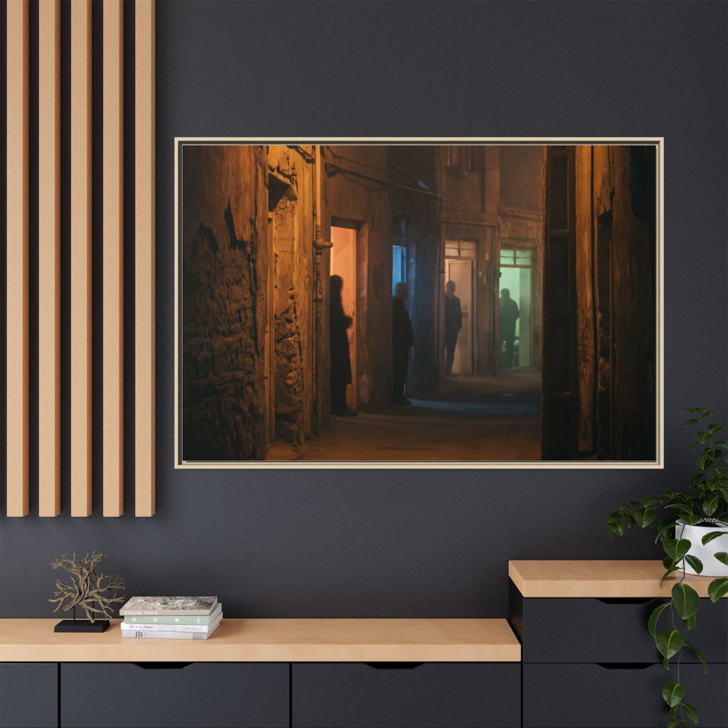 Matte Canvas, Framed - Shadowed Alleyway Mystery Art Print...