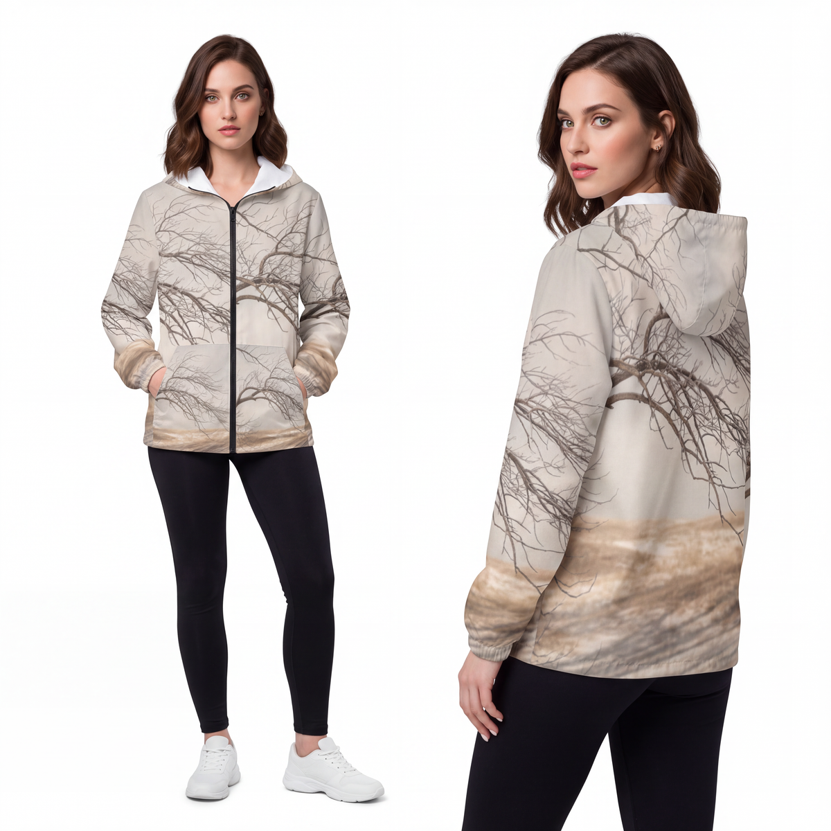 Unisex Windbreaker Jacket - Winter Branch Solitude Landscape...