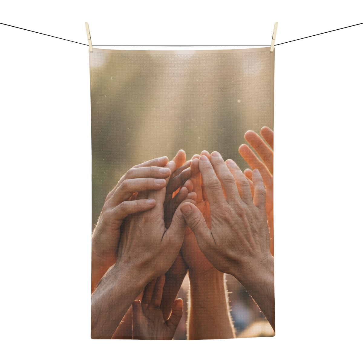Microfiber Tea Towel - Golden Rays of Unity Wall Art |...