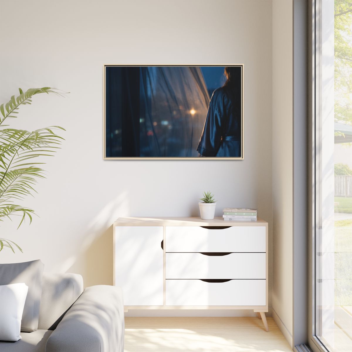 Matte Canvas, Framed - Nocturnal Solitude Silhouette —... |...