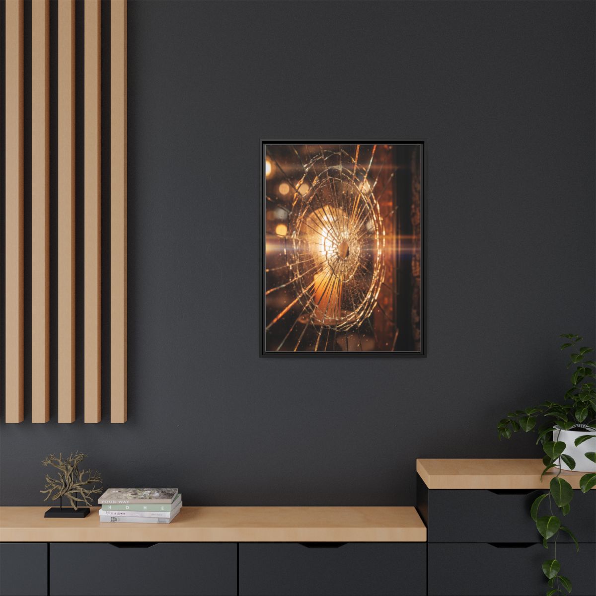 Framed Matte Canvas - Shattered Glass — Black / 1.25"