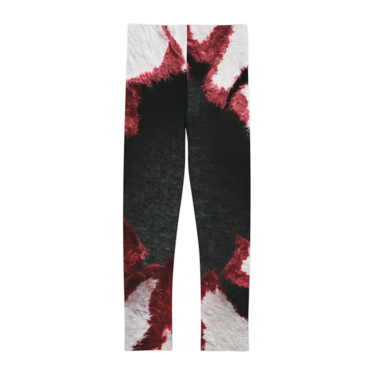 Kids Leggings with Abstract Crimson Art