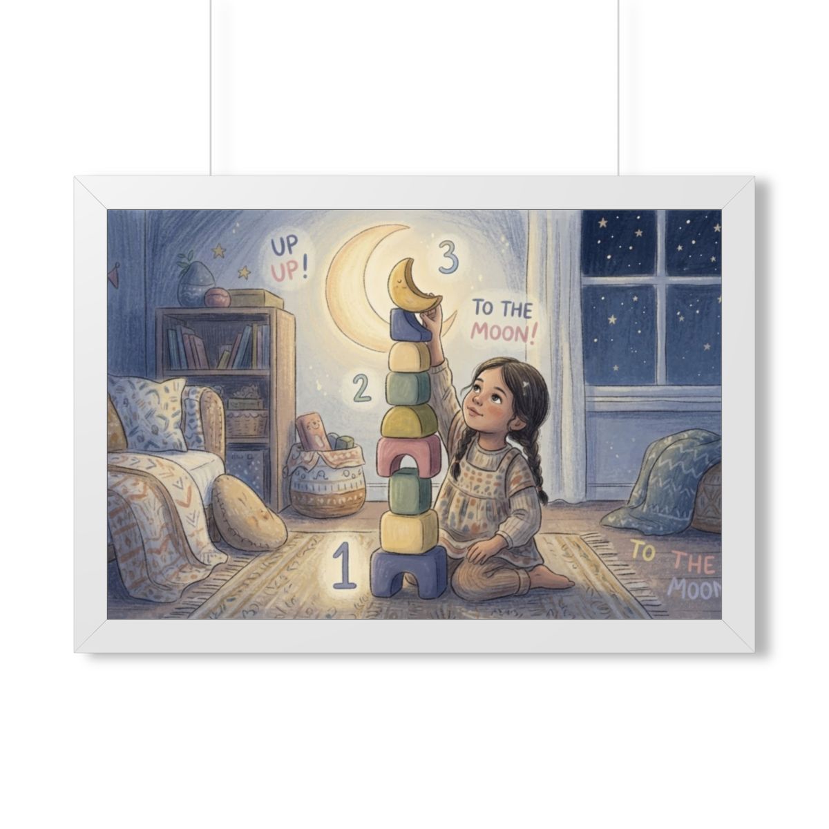Framed Horizontal Poster - Moonlit Horizon — White (14×11......