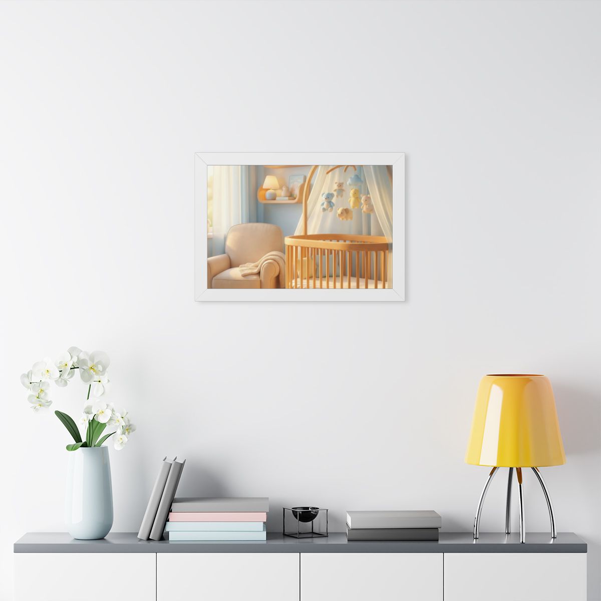 Framed Horizontal Poster - Dreamy Serene Nursery Art — White...