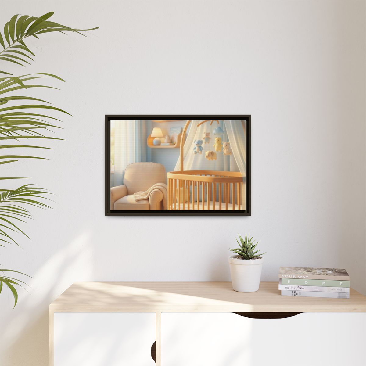 Matte Canvas, Framed - Dreamy Serene Nursery Art — Espresso...