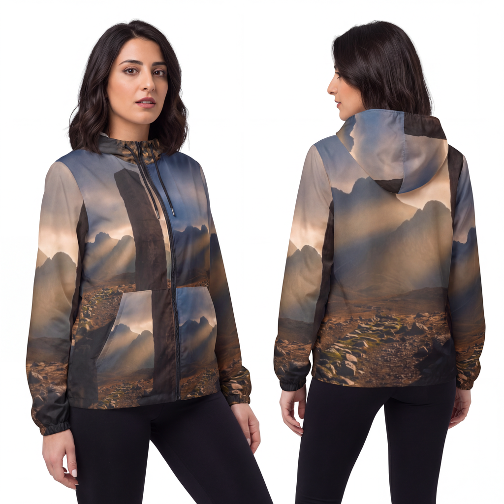 Unisex Windbreaker Jacket - Mystic Monolith Ancient Persian...
