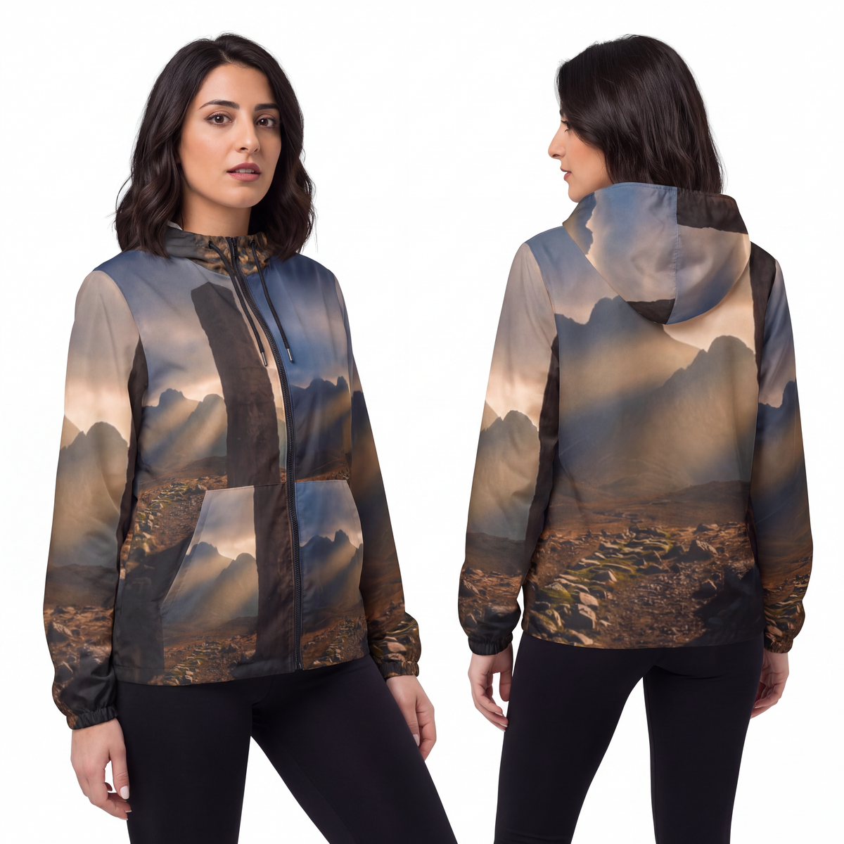 Unisex Windbreaker Jacket - Mystic Monolith Ancient Persian...