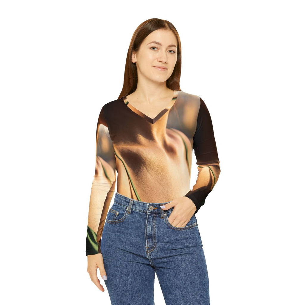 Women's Long Sleeve V-neck - Emerald Sun