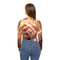 Women's V-neck Long Sleeve Clasped Hands Art Shirt