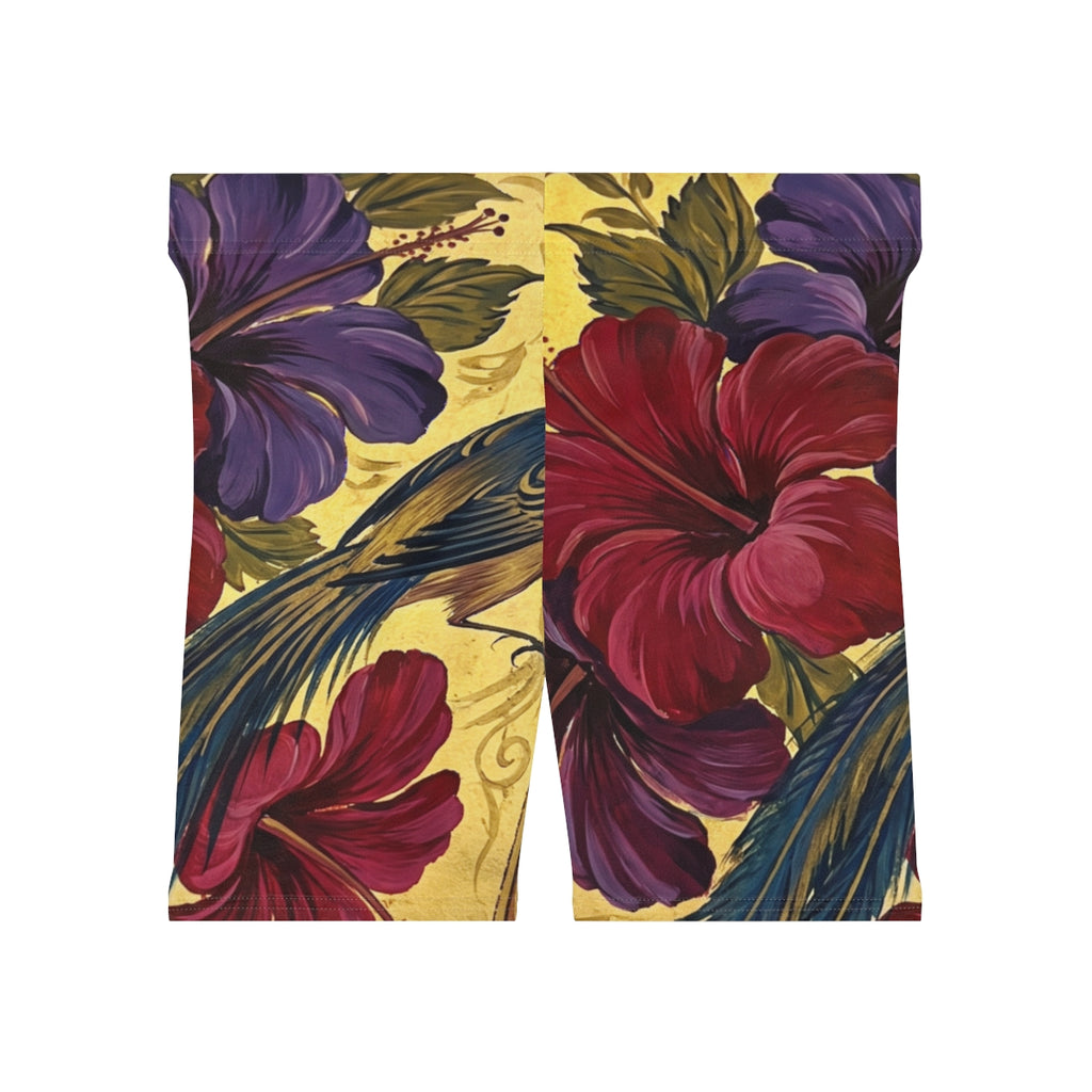 Women's Biker Shorts with Persian Bird Art