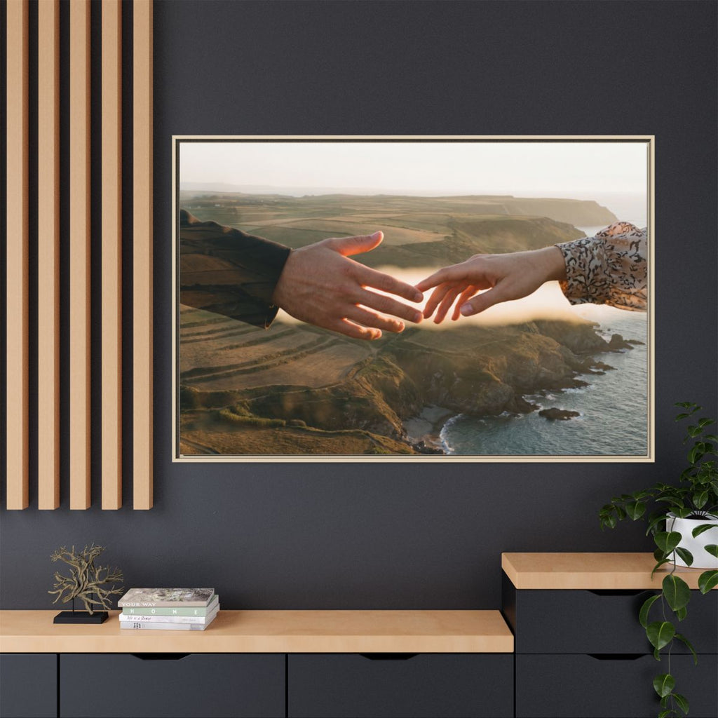 Matte Canvas, Framed - The Infinite Touch | Ethereal Coastal...