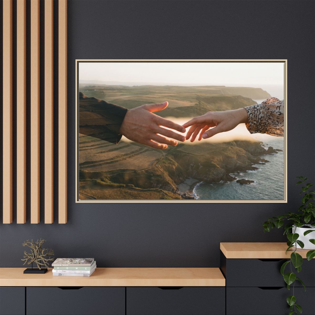Matte Canvas, Framed - The Infinite Touch | Ethereal Coastal...