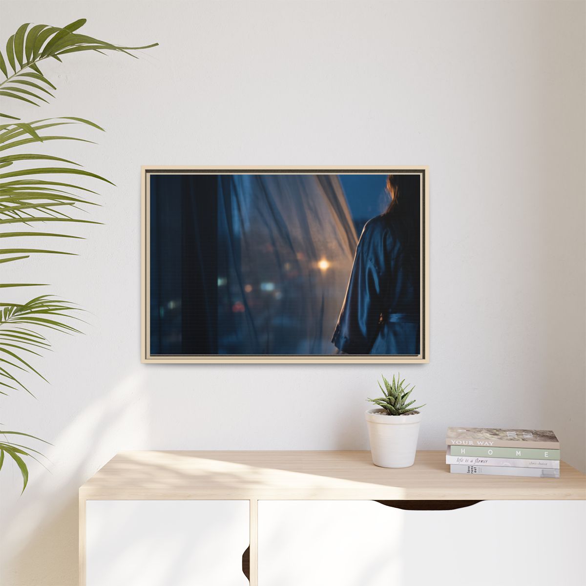 Matte Canvas, Framed - Nocturnal Solitude Silhouette —... |...