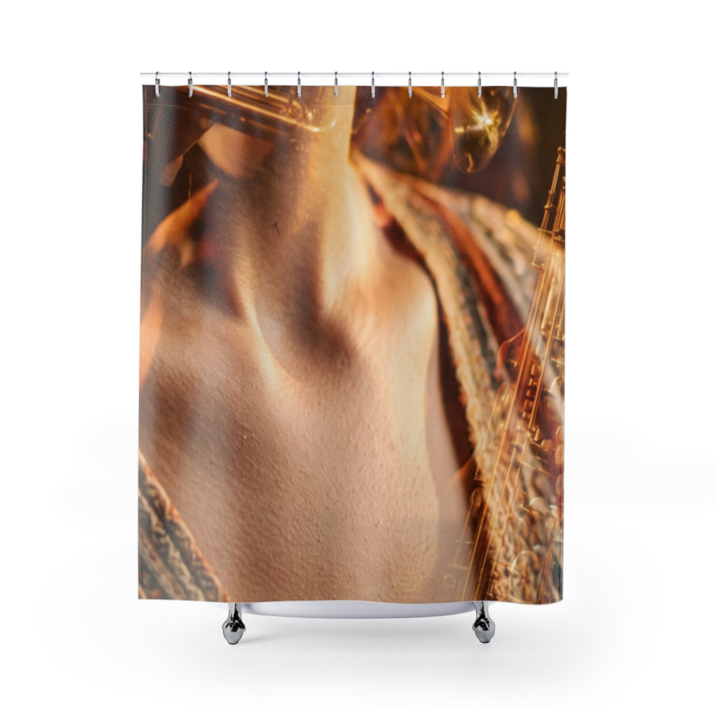 Shower Curtains - Midnight Brass Double Exposure Art Print |...