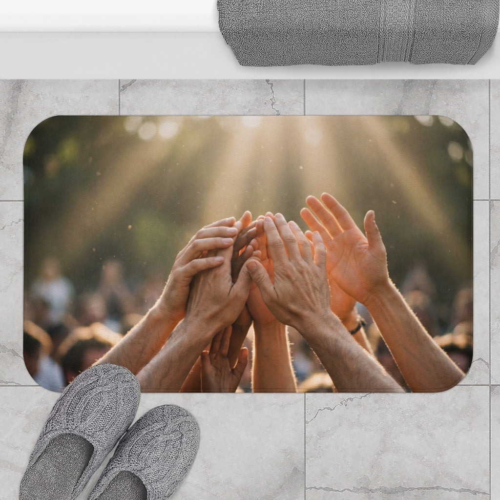 Bath Mat - Golden Rays of Unity Wall Art | Echovira Gallery