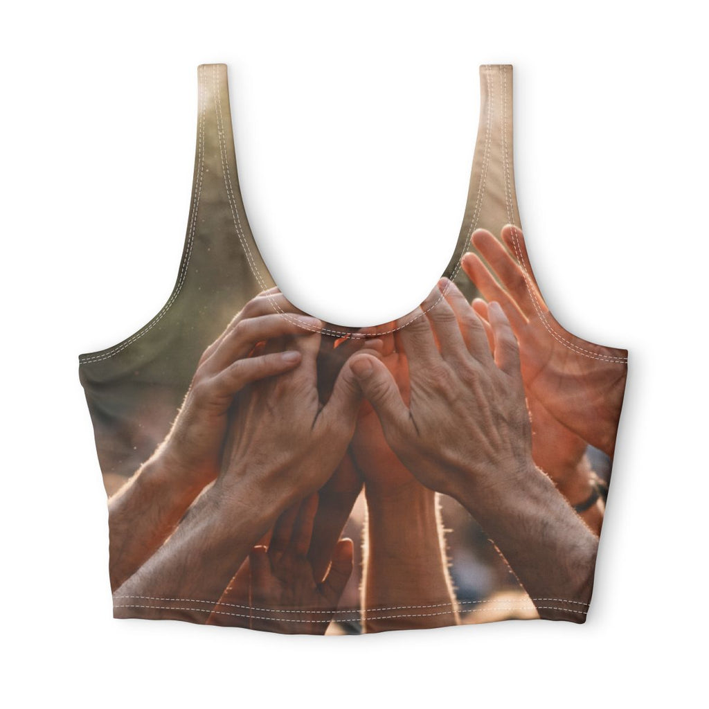 Polyester Sports Bra - Golden Rays of Unity Wall Art |...