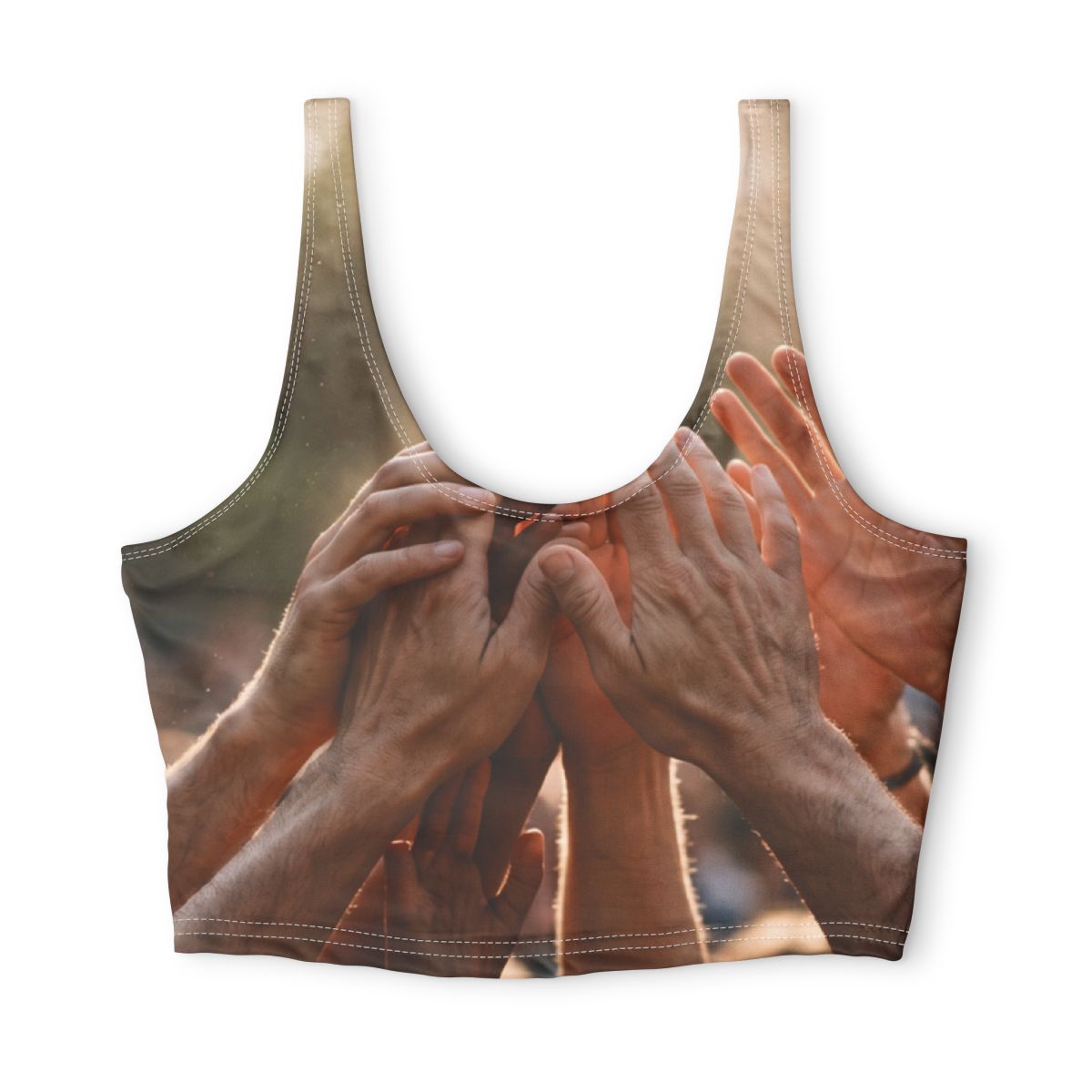 Polyester Sports Bra - Golden Rays of Unity Wall Art |...