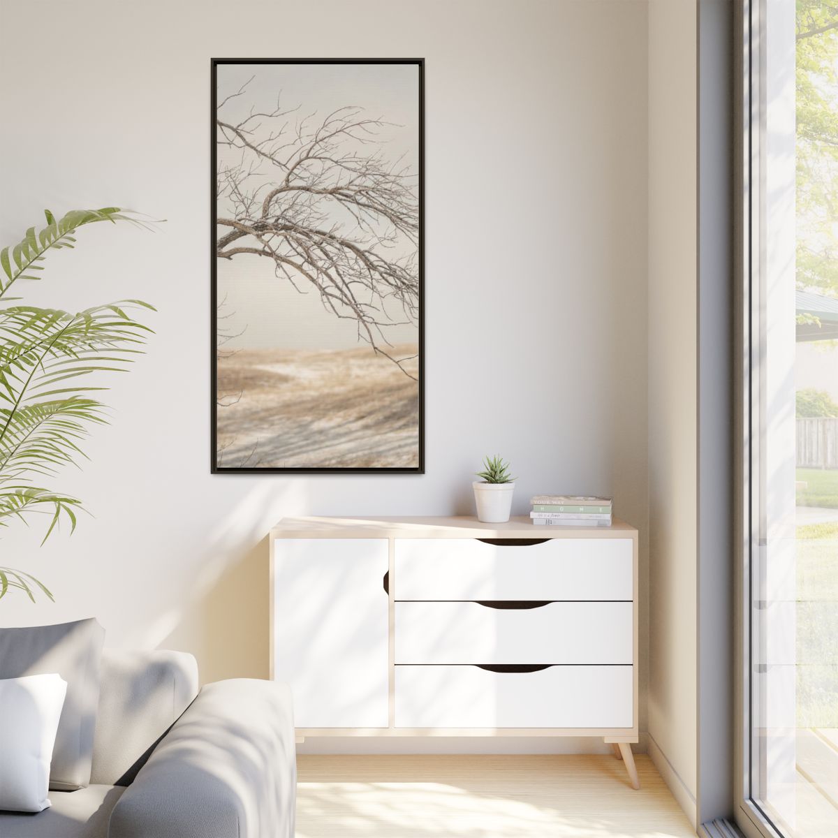 Matte Canvas, Framed - Winter Branch Solitude Landscape —......