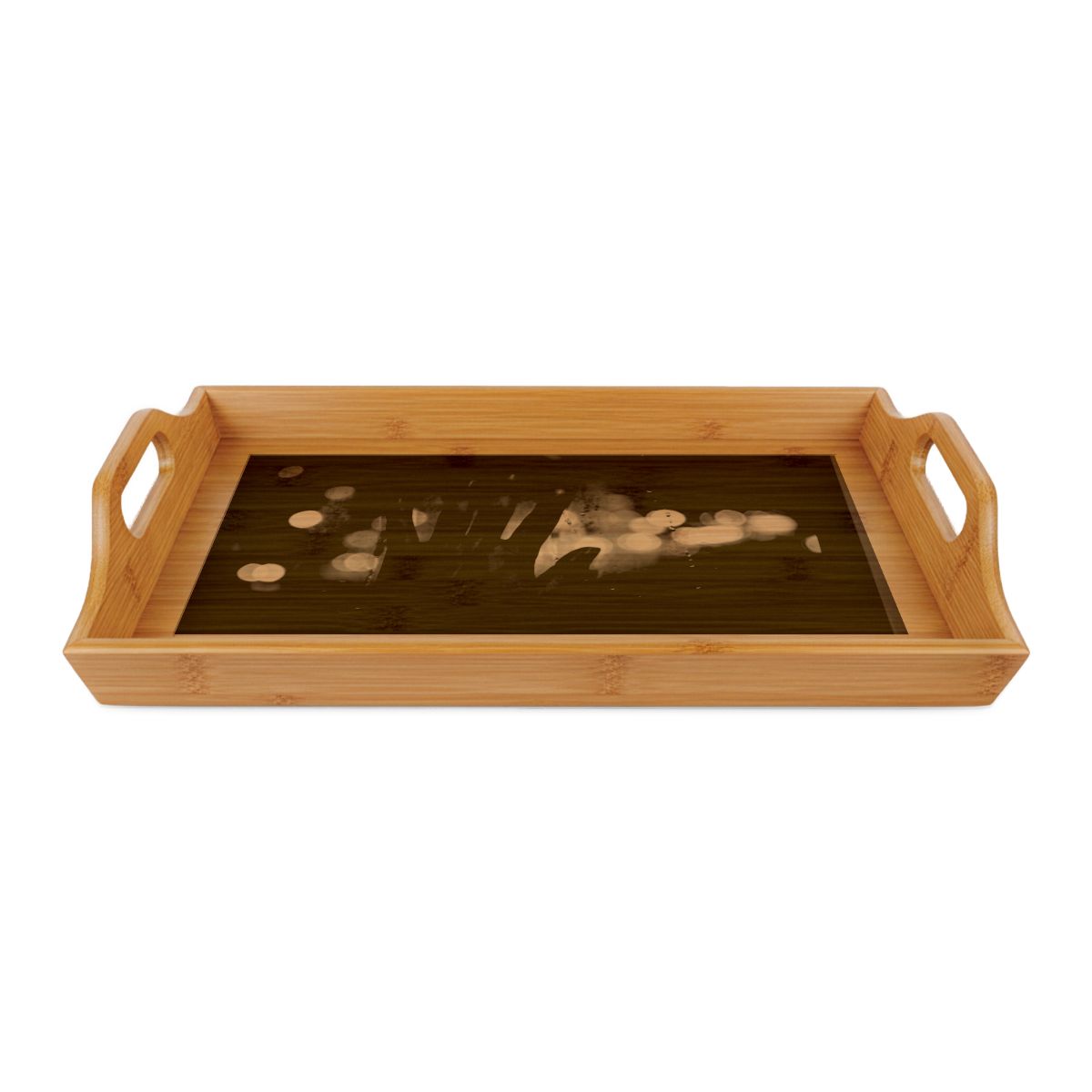 Bamboo Serving Tray with Rainy City Window Art