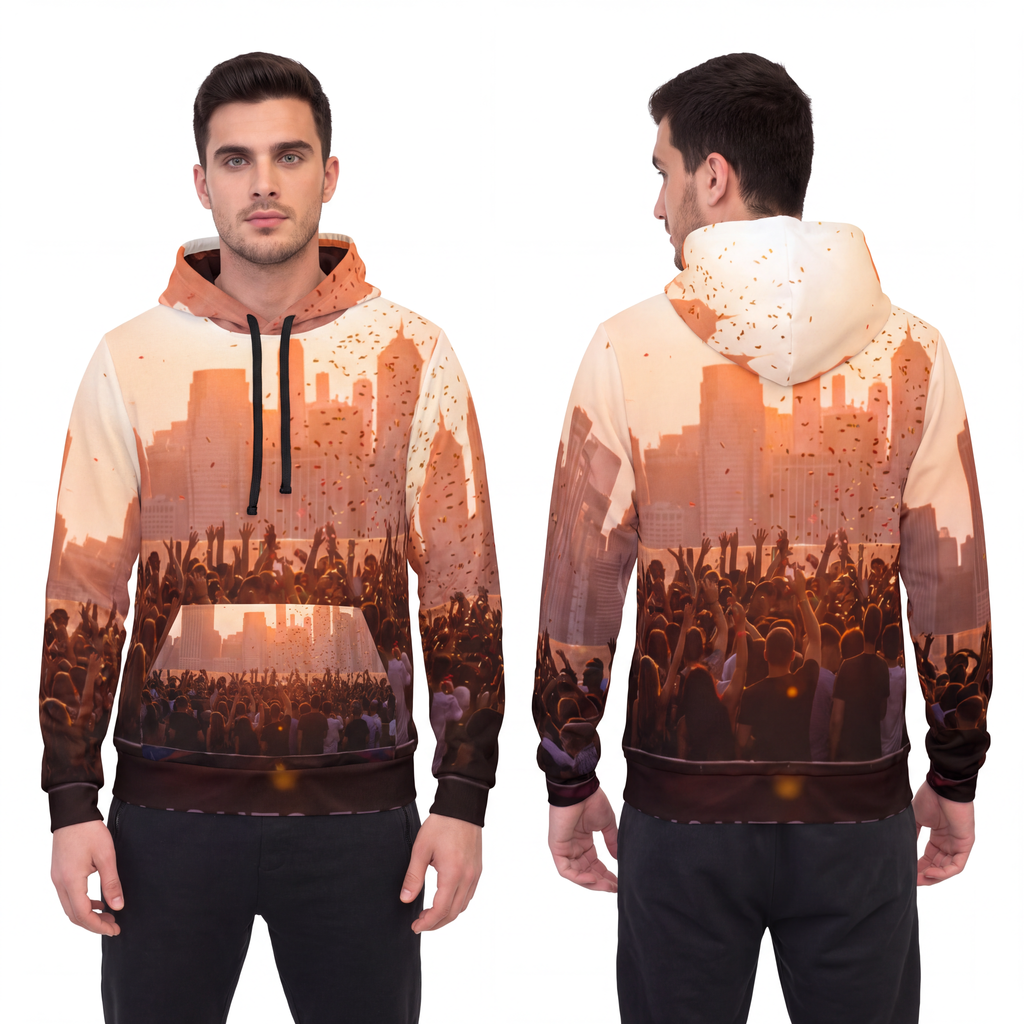 Men's Athletic Hoodie - City Lights Festival | Echovira...