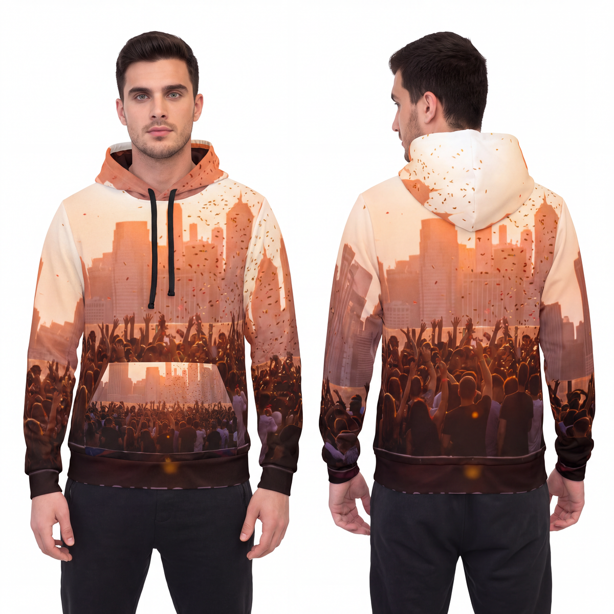 Men's Athletic Hoodie - City Lights Festival | Echovira...
