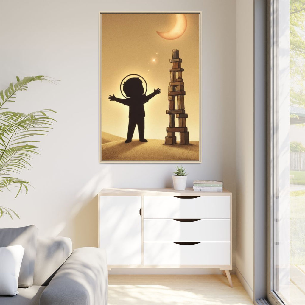 Matte Canvas, Framed - Dreaming Under Crescent Moon... |...