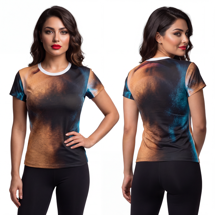 Women's Cut & Sew Tee - Neon Horizon Portrait