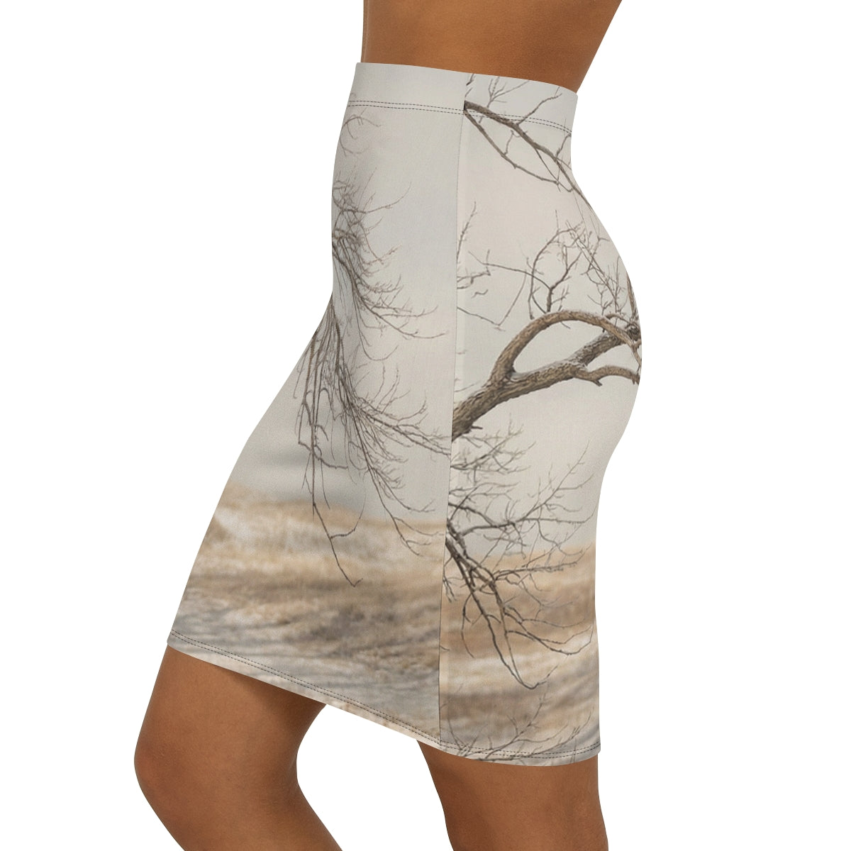 Women's Mid-Waist Pencil Skirt - Winter Branch Solitude... |...