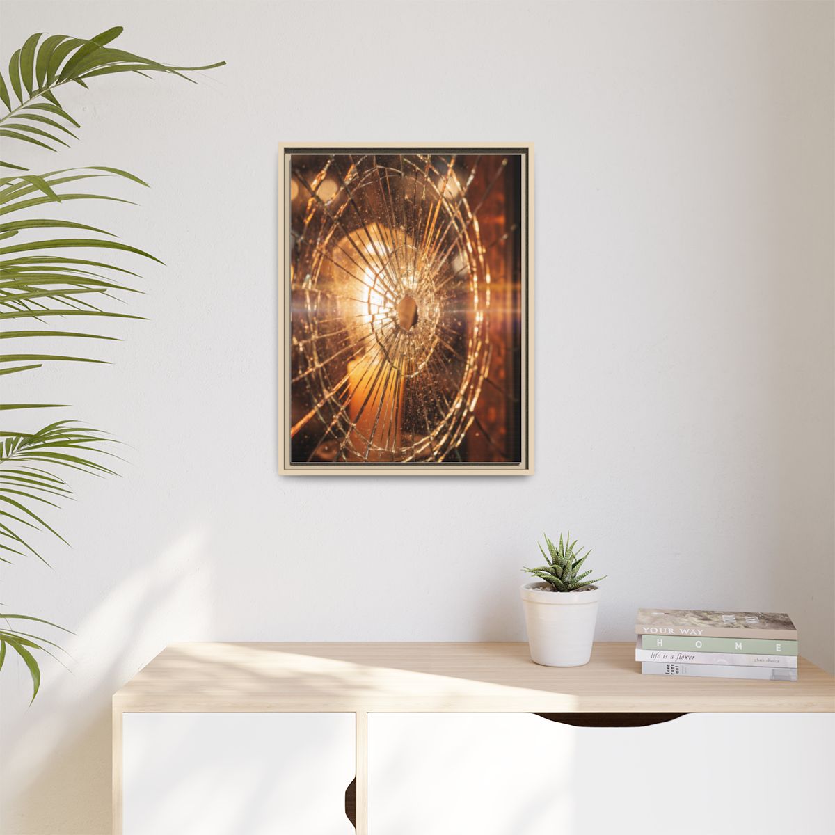 Matte Canvas, Framed - Golden Fractured Art — Natural /... |...